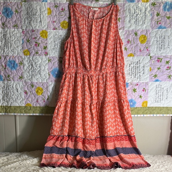 beachlunchlounge Dresses & Skirts - beachlunchlounge Coral floral print multi color Midi Dress